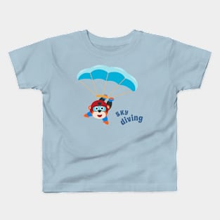 Vector illustration of a cute skydiver. Kids T-Shirt